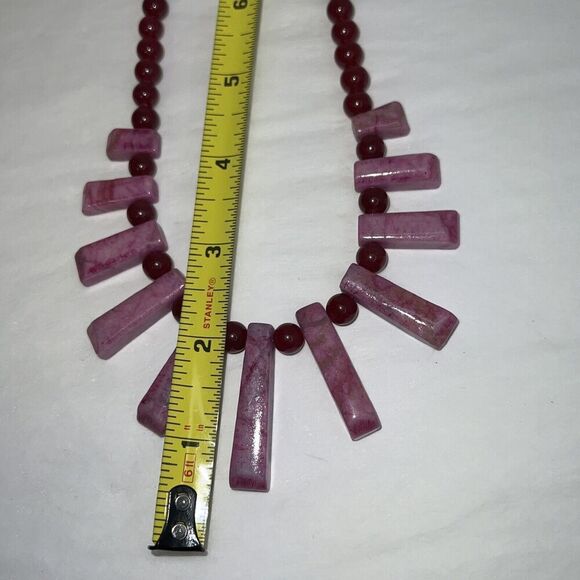 Garnet Bead And Purple Azurite Stone 19” Necklace With 925 Silver Toggle Clasps - Picture 10 of 12